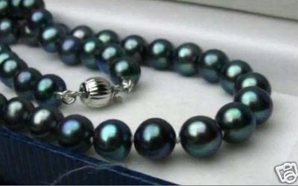 

Free shipping >>>>>GENUINE AA+ 8-9MM BLACK NATURAL TAHITIAN PEARL NECKLACE 17" LL003