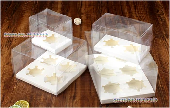 

Clear PVC box Cupcake Box Cupcake Bakery Macaron Pastry Cookies Pudding Muffin Cupcake box Packaging Boxes 50pcs/lot