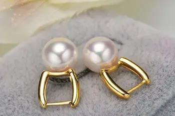 

classic a pair of AAA++ 10-11mm round south sea white pearl earring 18