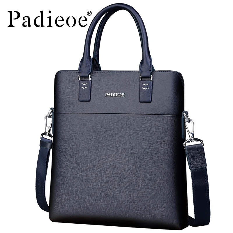 Padieoe Men's Genuine Cow Leather Messenger Bag High Quality Durable Crossbody Bag Luxury Business Male Handbag Travel Bags