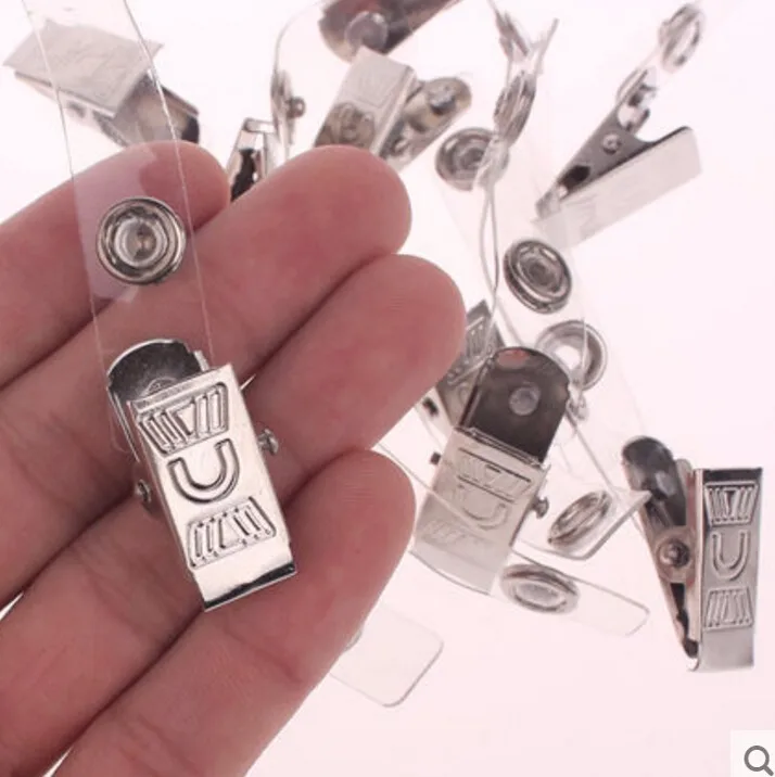 Titular do Cartão de Identificação Crachá com Tiras Lote Atacado Frete Grátis Metal Clipe Transparentes Nova Moda Alta Qualidade 50 Pçs - 5 Acessórios e crachás