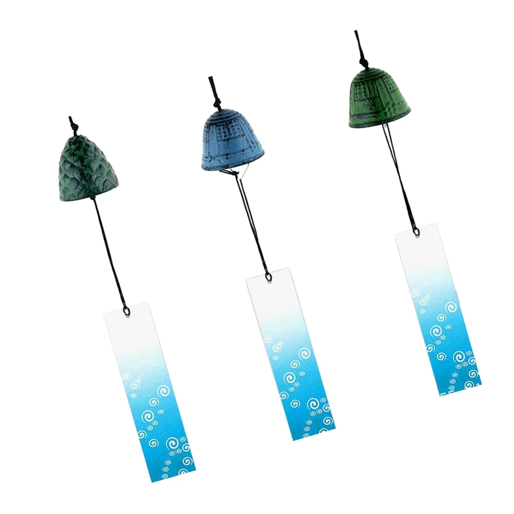 3pcs Japanese Style Windchimes Furin Antique Temple Bell Iwachu Cast Iron Wind Chimes Hanging Decorations
