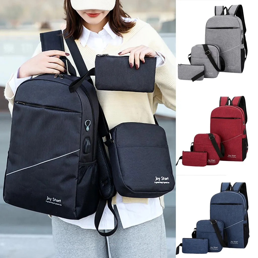 Оксфордская дорожная сумка через плечо, мужской женский рюкзак, Mochila, 3 шт., женский рюкзак, набор для ноутбука, школьная сумка для девочек-подростков