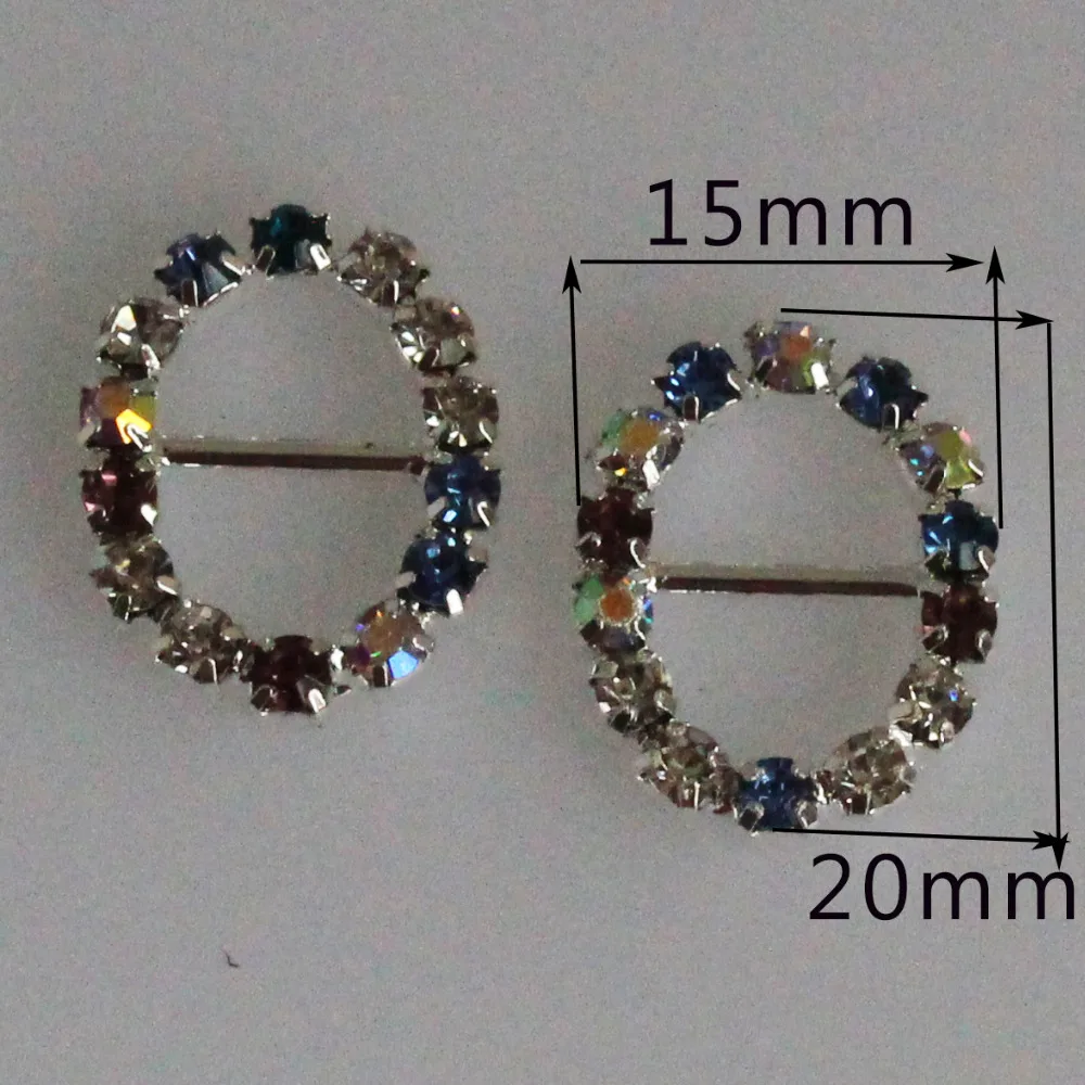  New 10 Pc Variety of Rhinestone Buckles Invitation Card Wedding Ribbon Slider Colorful crystal buck - 32861224878