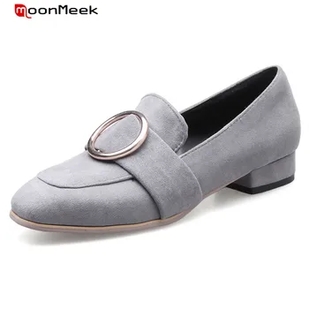 

MoonMeek 2020 new prevail simple pumps women shoes suqare heel slip on shallow med heel simple elegant ladies shoes