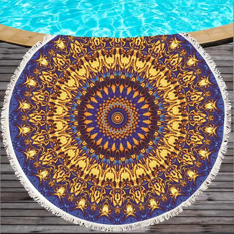 Лето 150 см большие размеры круглое пляжное полотенце с геометрическим принтом антибактериальные хлопковые полотенца с кисточками богемный стиль