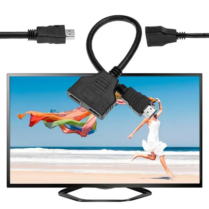 Высококачественный кабель-разветвитель HDMI 1 Мужской к двойному HDMI 2 Женский Y сплиттер адаптер в HDMI HD светодиодный lcd tv