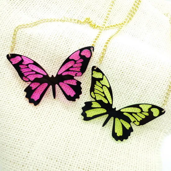 2018 New Fashion Geometric Acrylic Butterfly Creative Pendant necklace Punk Night Club Neo-Gothic Animal Necklace | Украшения и