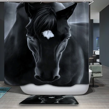 

New Arrivals Shower Curtain American style Horses world Cartoon Pattern Waterproof Bathroom Fabric Shower Curtain Customizable