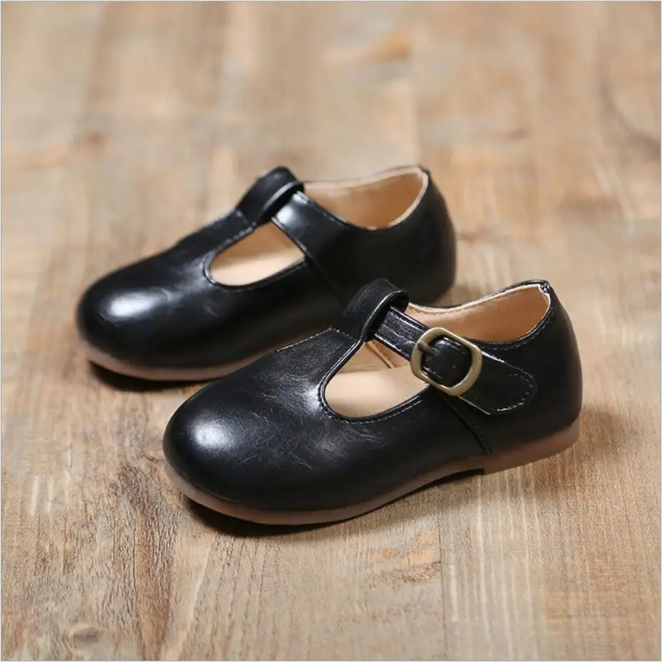 Детская обувь для мальчиков и девочек; обувь из искусственной кожи для малышей в стиле ретро; черные вечерние туфли принцессы из лакированной кожи; Tenis-infantil - Цвет: black