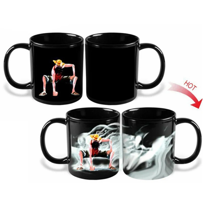 

ONE PIECE Luffy Ceramics Color Change Mug Navigation Pirates King Heat Sensitive Mug Tea Coffee Discoloration Cup Friend Gift