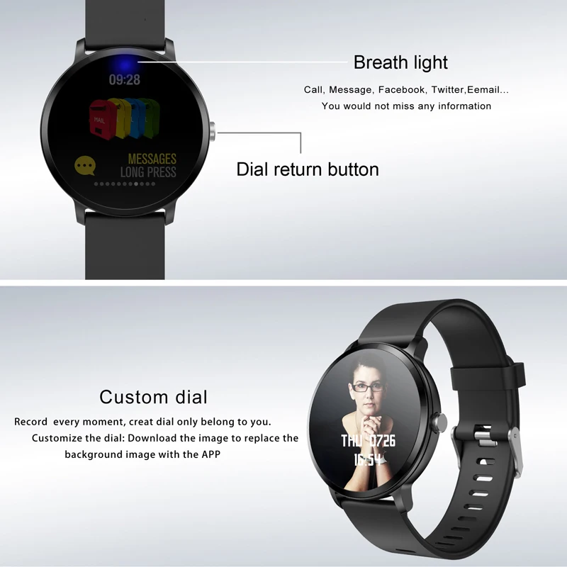 V11 Smart watch Activity Fitness tracker IP67 waterproof Heart rate monitor Tempered glass Men women smartwatch PK Q8