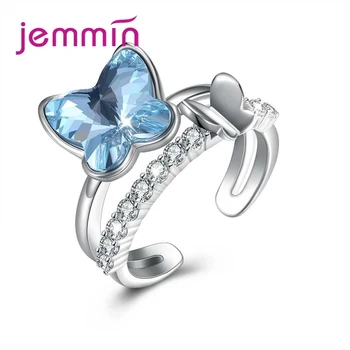 

925 Sterling Silver Rings Opening Adjustable 925 Sterling Silver Butterfly Shape Cubic Zirconia Nice Lover Gift Top Sale