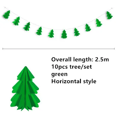 Натальные 3D Бумага Рождественская елка декоративные гирлянды кулон Ноэль украшения Рождественские украшения для дома Новогодний Декор Navidad поставка - Цвет: style 2 green