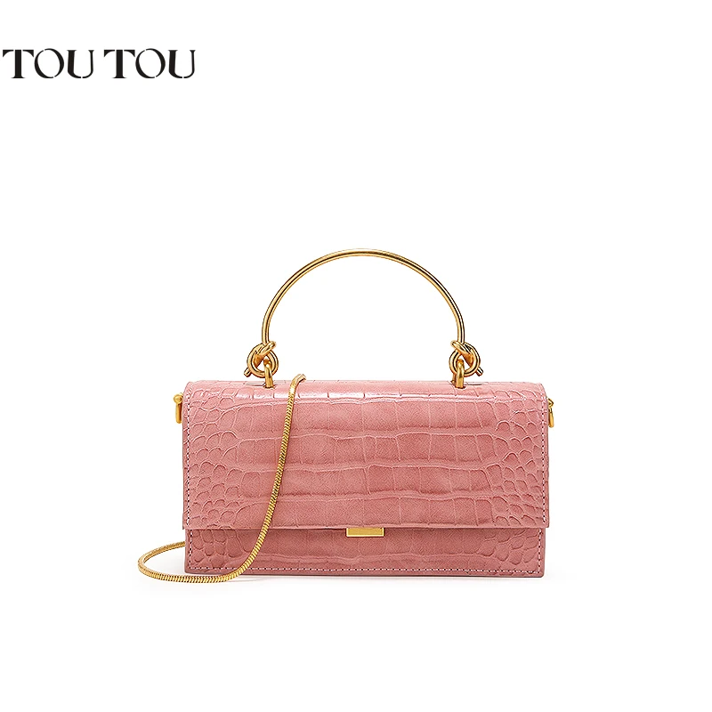 

TOUTOU crocodile pattern portable organ chain is versatile and cross-body small square bag for women free shipping