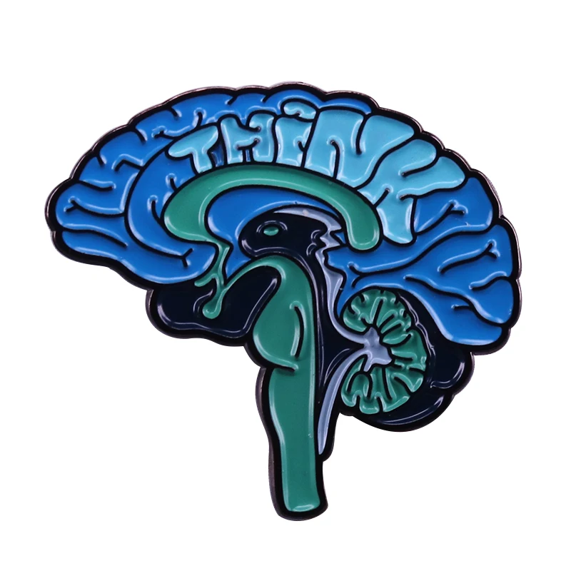 

Anatomical brain badge body organ brooch think collar pin neurology medical jewelry weird Goth accessory