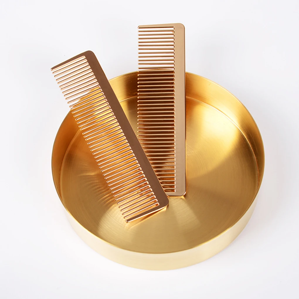 Metal Fine Toothed Alloy Comb Golden Men Women Hairdressing Pocket Hairbrush