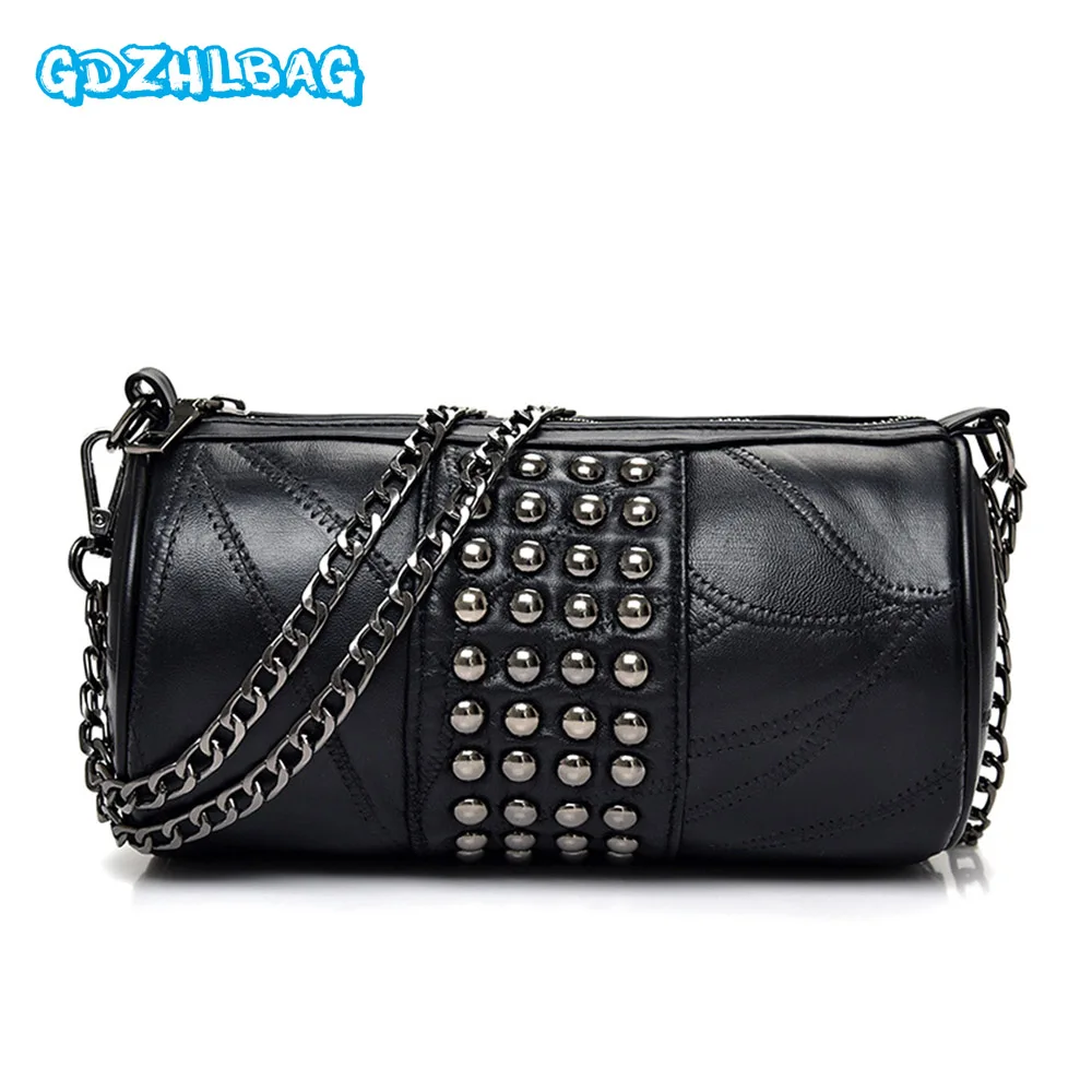 

GDZHLbag Famous Brand Luxury Handbags Women Bag Designer Rivet Boston Bag High Quality Ladies Hand Bag Stud Travel Bags