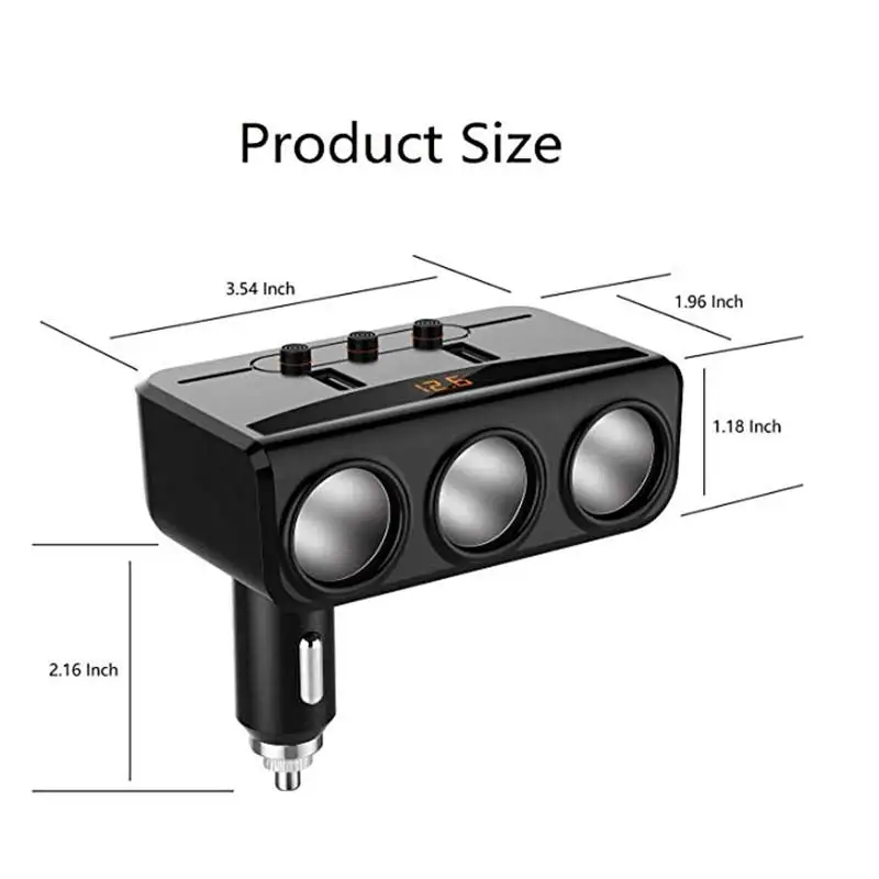 Автомобильное зарядное устройство с двумя USB и 3 прикуривателя адаптер гнезд совместим с iPhone, LG, htc, samsung, BlackBerry