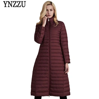 

Elegant New Autumn Winter Female Jacket Coat Solid Long Style Women White Goose Down Jacket Stand Collar Windproof Outwear AO739