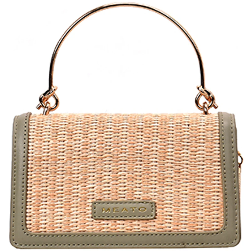 

Elegant Female Travel Tote Bag 2019 Summer New Quality Straw Women's Designer Handbag Chain Shoulder Messenger Bag Bolsos Mujer