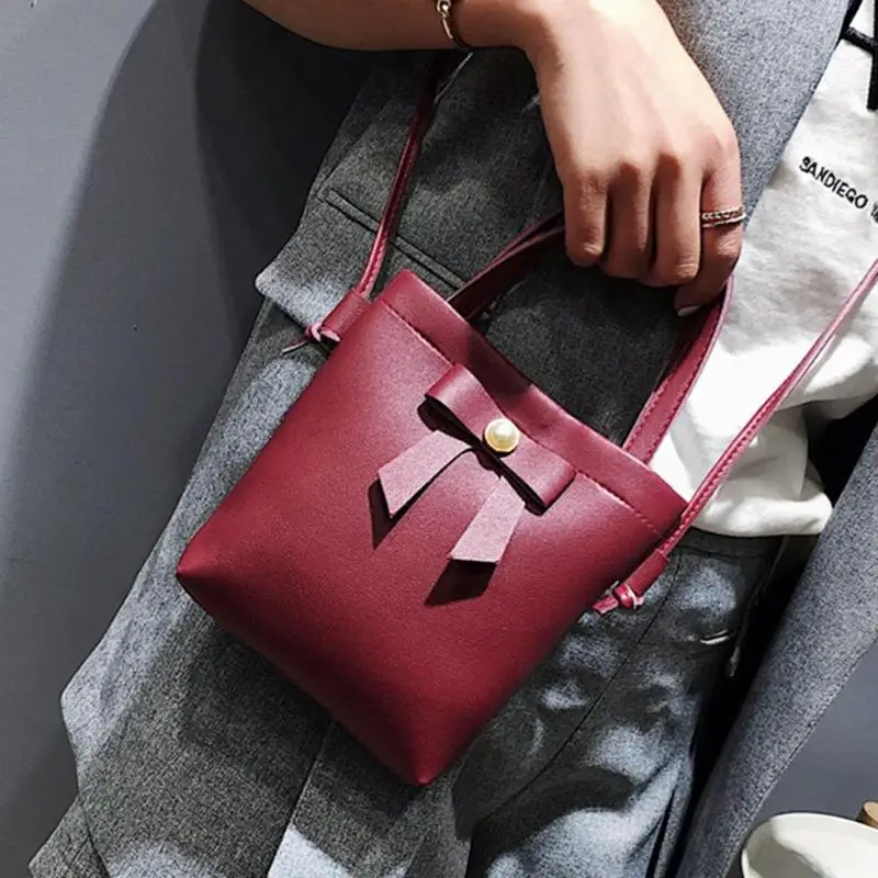 Fashion Simple Women Bowknot Crossbody Shoulder Bag Girls Messenger PU Leather Handbag small leather bag women black new