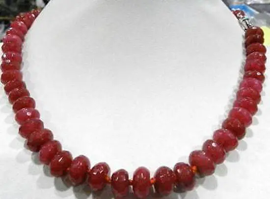 

6x10MM Faceted Red Ruby Abacus Beads s Necklace 18" 5.27