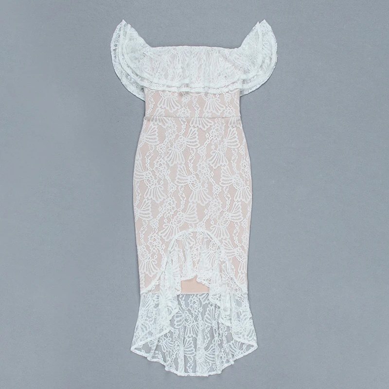 DEIVE TEGER сексуальное женское Летнее белое Бандажное платье Vestidos с открытыми плечами облегающее кружевное платье Клубные вечерние платья HL4840