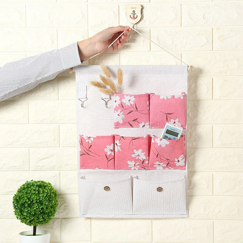 2019 New 7 Grid Hanging Bag Foldable Hang Wall Dormitory Hanging Storage Organizador Rear Hanging Debris Storage Bag