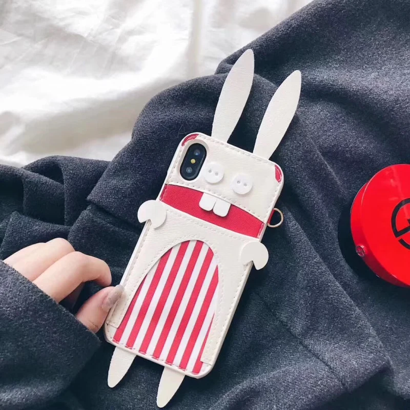 Aoweziic 2018 New Korean women's mobile phone shell tide brand cartoon rabbit For iPhoneX XS personality card 6S 7 8Plus