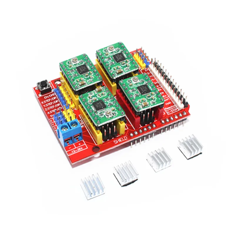 4x A4988 Stepper Motor Driver with Heat Sink +CNC Shield Expansion Board for Arduino UNO R3 V3 Engraver 3D Printer 4x A4988 Stepper Motor Driver with Heat Sink +CNC Shield Expansion Board for Arduino UNO R3 V3 Engraver 3D Printer