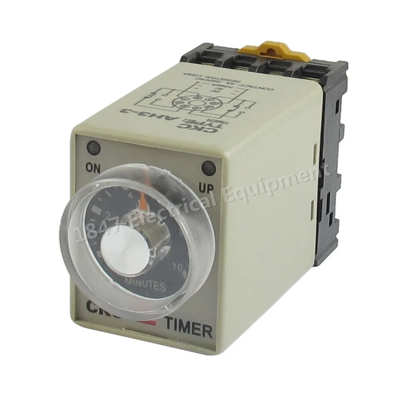 110V Power On Delay AH3-3 Timer 0-6 min Relay With Socket Base PF083A  5A 