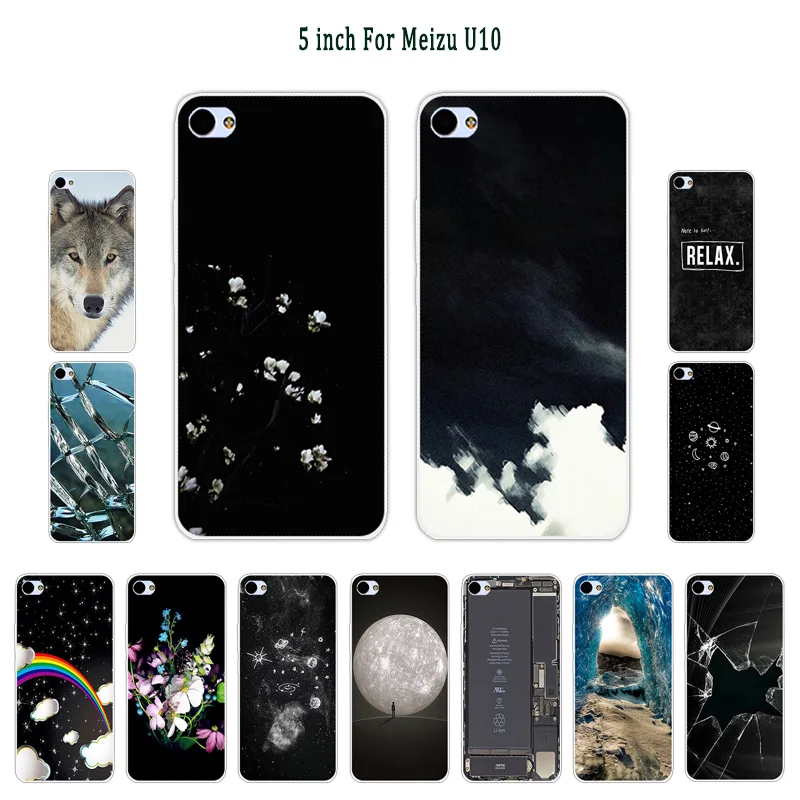 5 0 &quotОбложка для Meizu U10 черный матовый Телефон оснащен Радуга чехол U 10