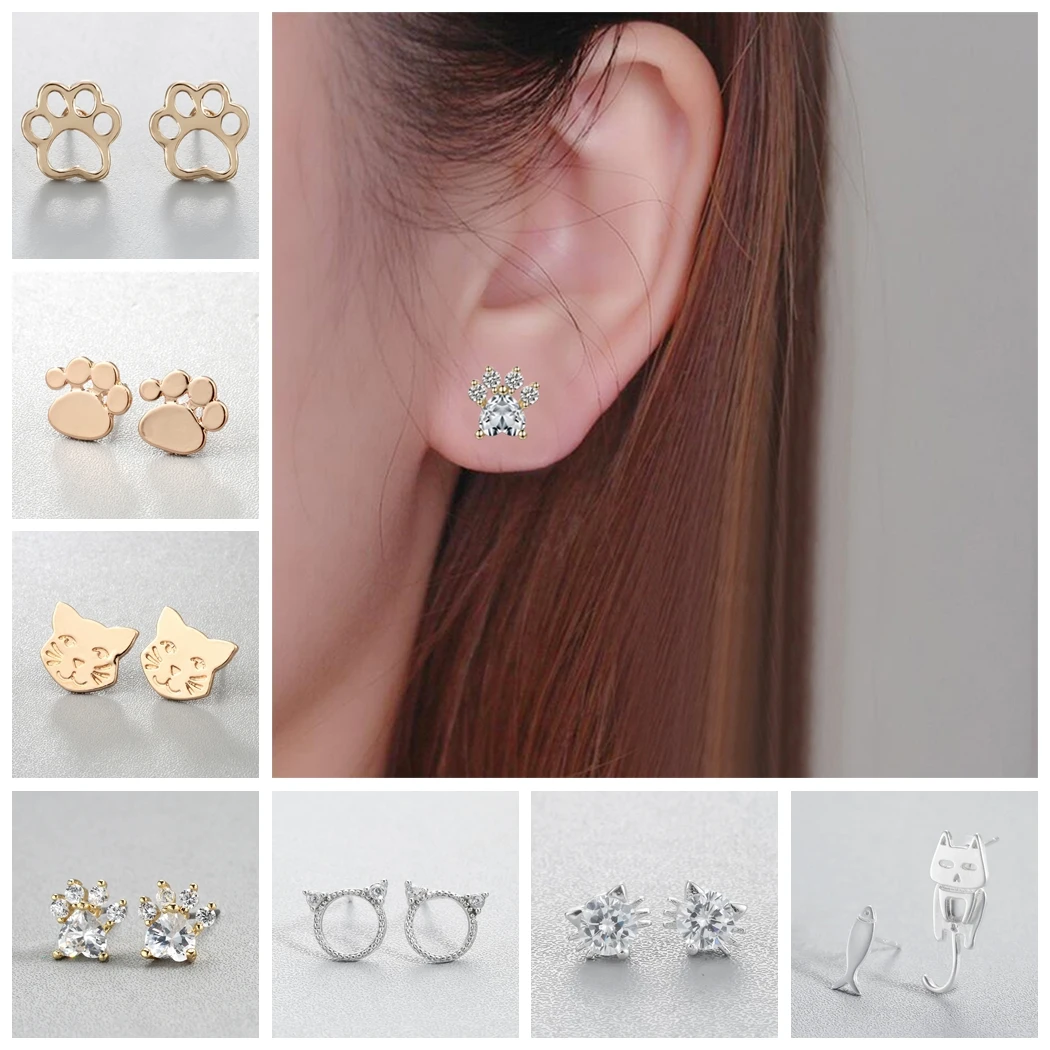 Todorova маленькие милые животные кошка Симпатичные серьги-гвоздики с принтом лапы серьги женские аксессуары Ювелирная серьга в стиле «минимализм» для девочек