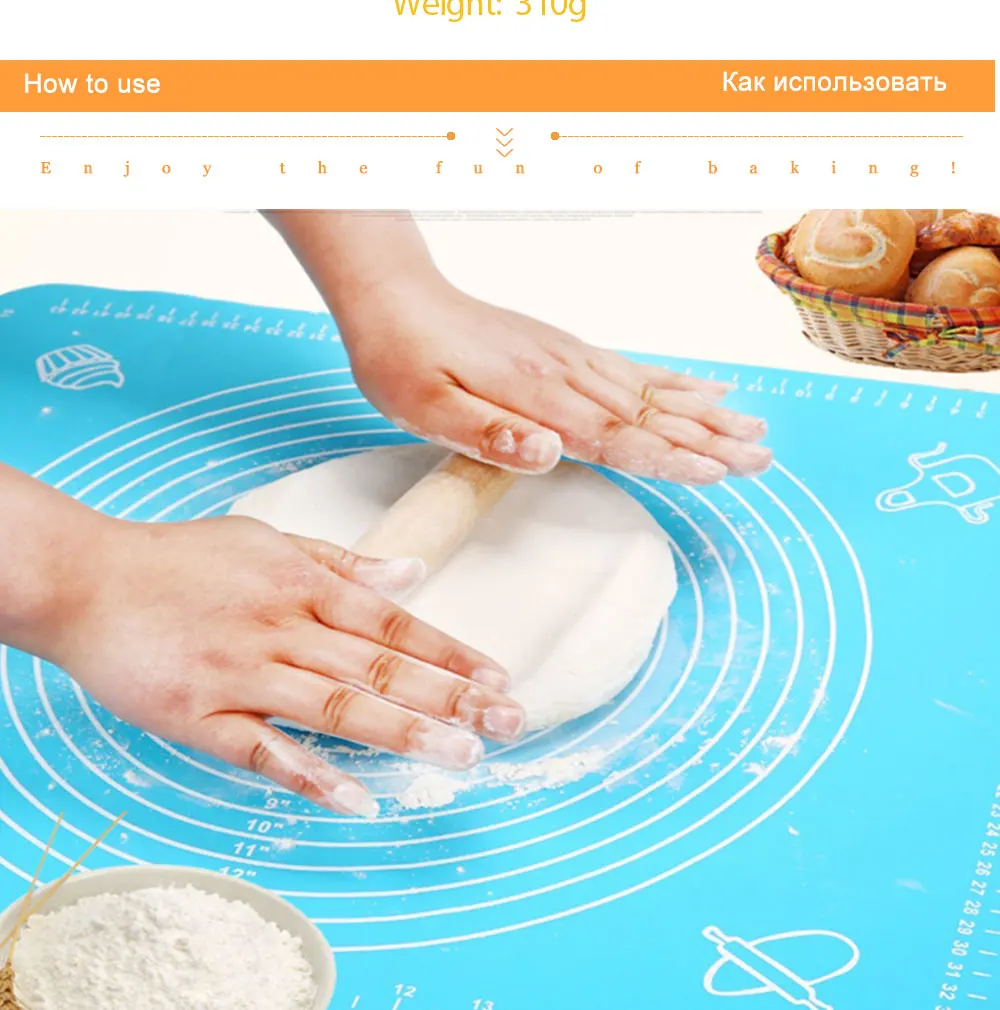 Buy Silicone Baking Mats Get Dough Cutter Free Silpat Baking Mat with Measurements Rolling Dough Mat for Oven Cookie Tools 213 (8)