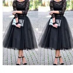 Новая мода 5 слоев 70 см длинные икры Длина Для женщин Тюлевая юбка весенний стиль