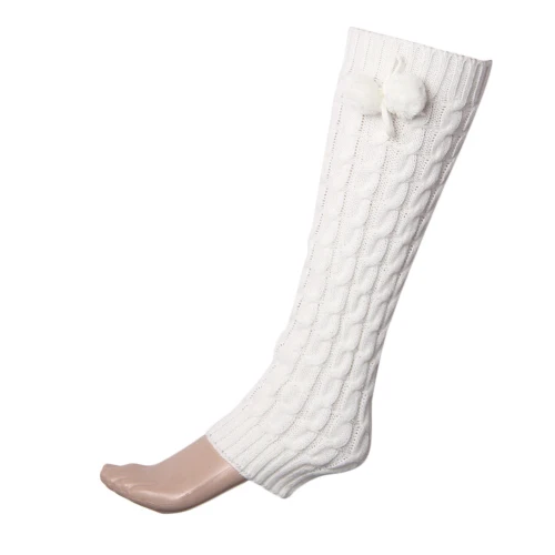 Потрясающие высококачественные новые зимние вязаные гетры женские носки для обуви - Цвет: Белый