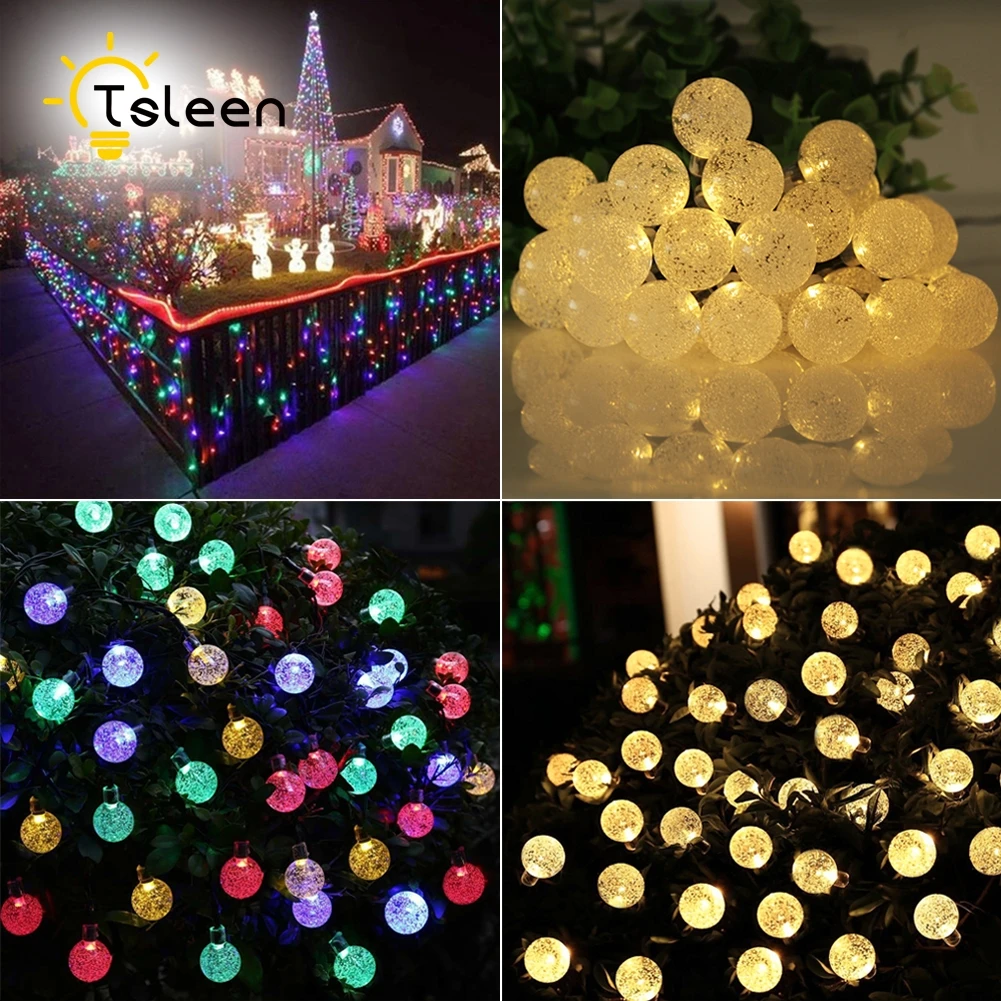 

TSLEEN 5M 40Leds Crystal Balls Lamp String 110V 220V String Lights Xmas Wedding Decor EU Plug LED Fairy Outdoor Lighting Led