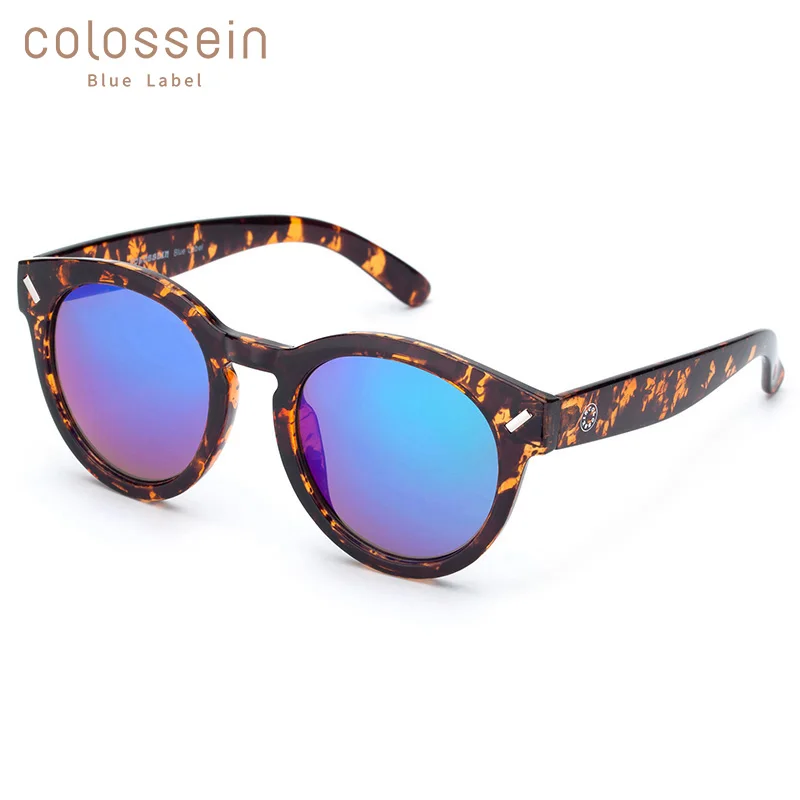 COLOSSEIN винтажные солнцезащитные очки рамка черепаха синее покрытие круглые очки унисекс ретро солнцезащитные очки для Мужчин для Женщин уличные очки