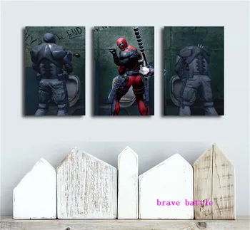 

Funny Deadpool 3 Pieces Canvas Painting Print Living Room Home Decor Modern Wall Art Oil Painting