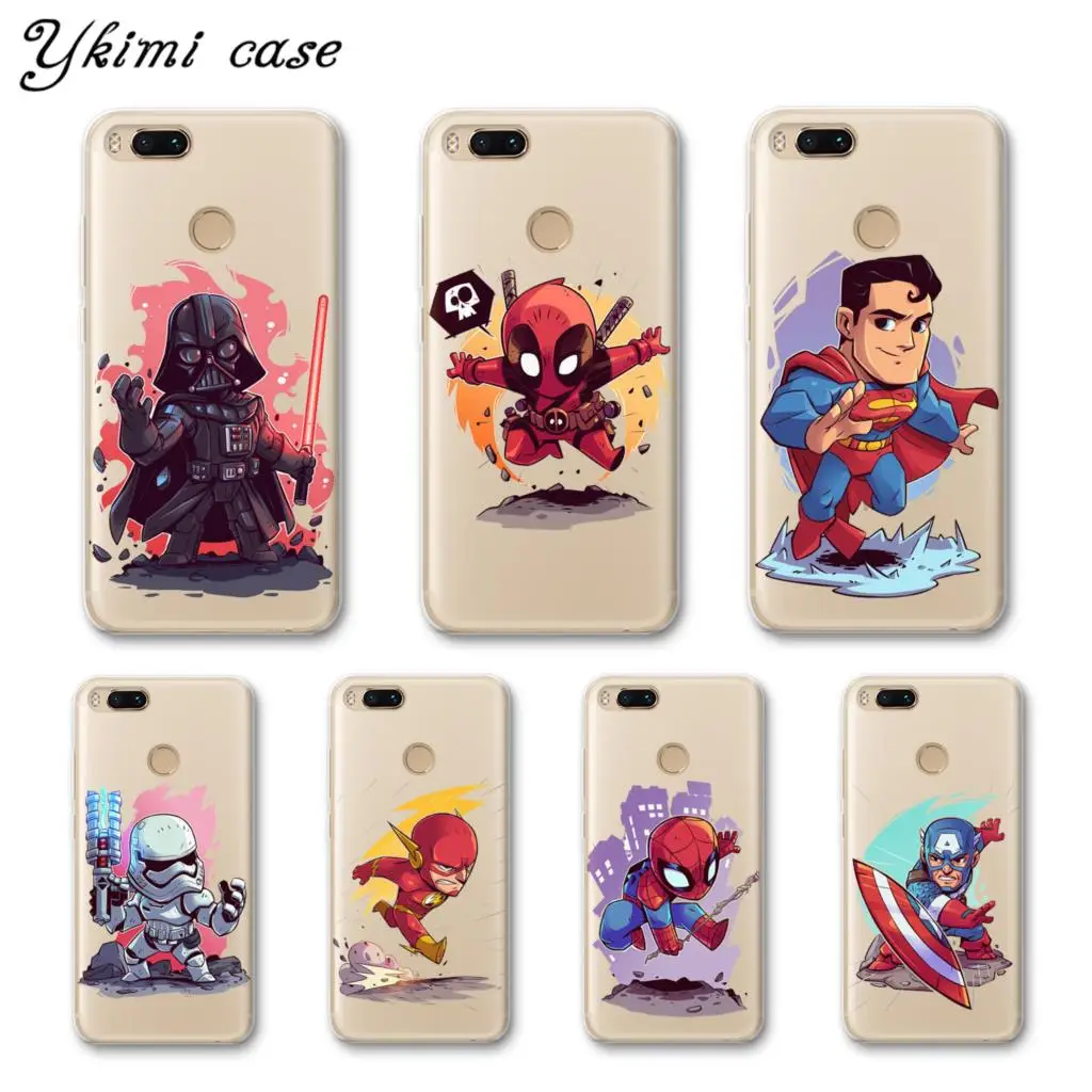 

Ykimi case Cute Q version super hero Coque For Xiaomi mi 8 SE 5 a2 lite a1 6 max 3 mix 2 2s pocophone f1 case soft Silicone TPU