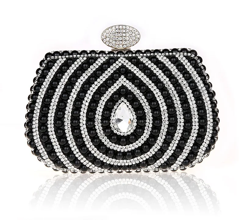 

Women Evening Bags European American Style Exquisite Rhinestone Cosmetic Bag Bling Crystal Pearls Makeup Bag Christmas Gift