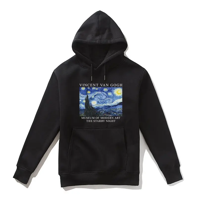 

GAAJ Vincent Van Gogh The Starry Night Men Hoodie Women Skateboards Cotton Brand Printing 2019 New Male Sweatshirt 88085#