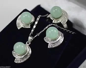 

Fashion Jewelry Green Natural stone Earrings Ring Necklace Pendant AAA . watch Quartz stone crystal FREE SHIPPING