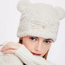 Pholeey, осень, для женщин Кепки зимние женские с бархатом и котом из мультфильмов милые шляпа для Чепчик для девочки теплое пальто из овечьей шерсти для детей Белый Шапочка-бини для взрослых