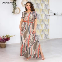 5xl 6xl long maxi dress big size with belt print plus size dress summer beach boho casual dress elegant women dress large size paintbrush print plus size dress