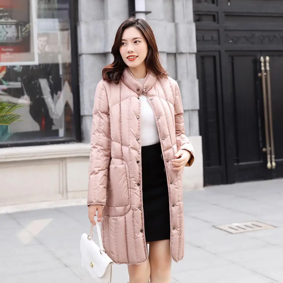Fitaylor зимняя женская куртка-пуховик, ультра-светильник, двухсторонняя Женская парка, теплая зимняя верхняя одежда средней длины, повседневное пальто - Цвет: Pink