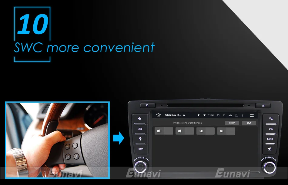 Top Eunavi 2 Din Car DVD GPS For Skoda Octavia 2012 2013 A 5 A5 Yeti Fabia Car Android 9.0 Quad Core RAM 2GB Stereo Radio Navigation 21