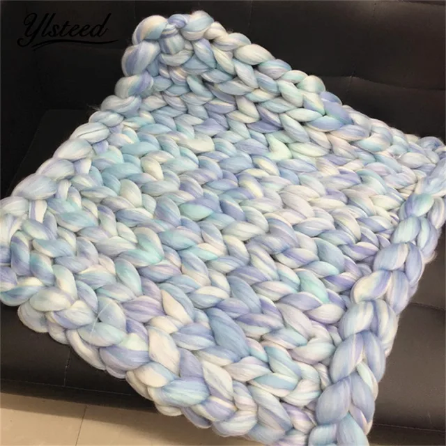 Baby Photography Blanket Super Bulky Arm Wool Roving Knitted Colorful