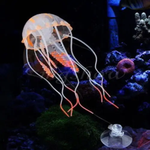 Искусственный плавающий светящийся эффект Медузы аквариумное Украшение Аквариум подводный живой растение светящийся орнамент водный пейзаж - Цвет: Orange